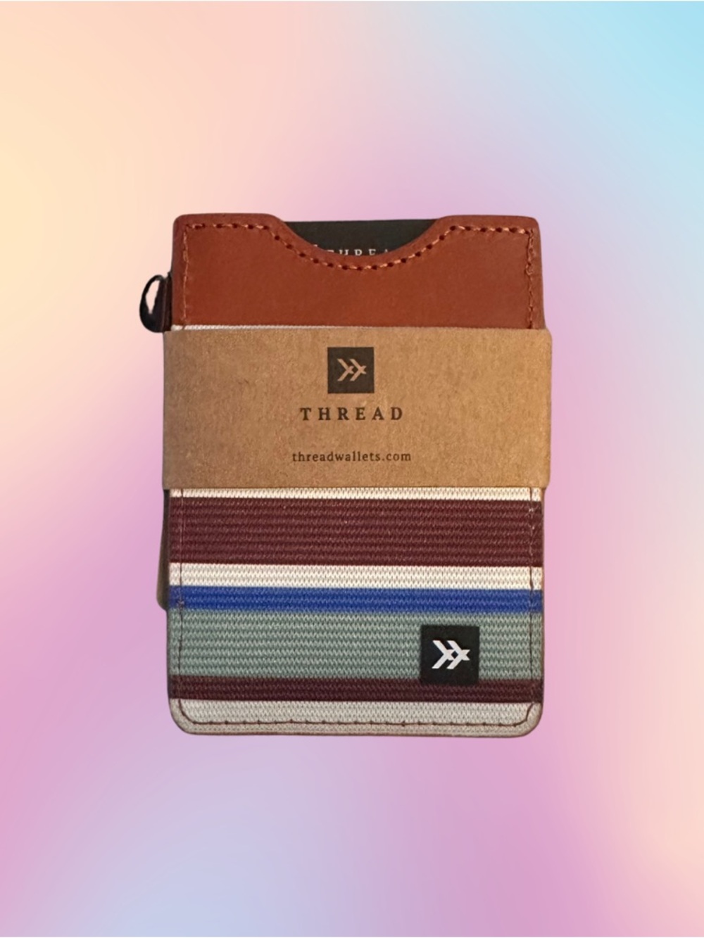 Thread Women's Card & Key Holder - Brown Leather with Multicolor Stripe
